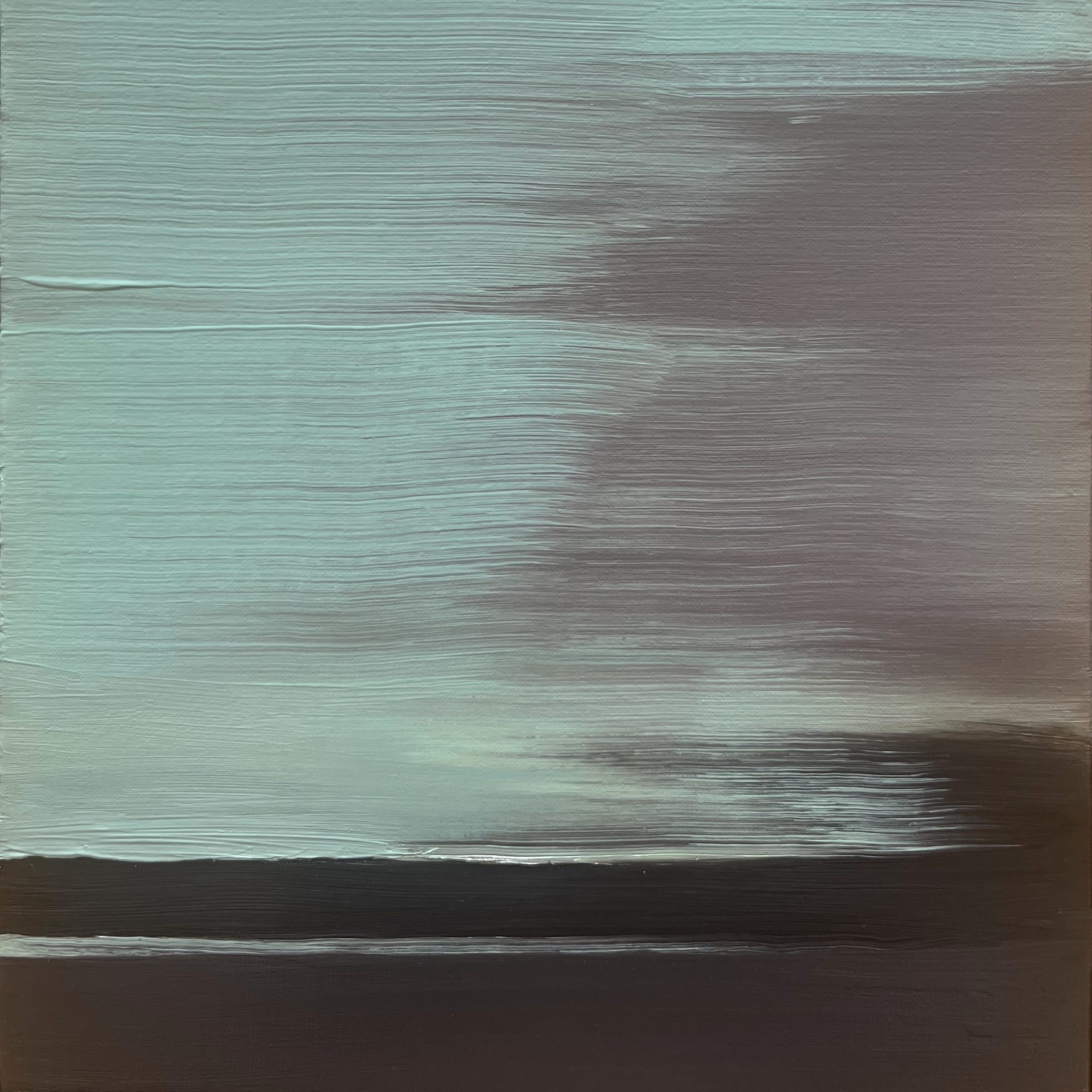 Paysage lacustre, huile sur toile de lin, 46x38cm, 2025